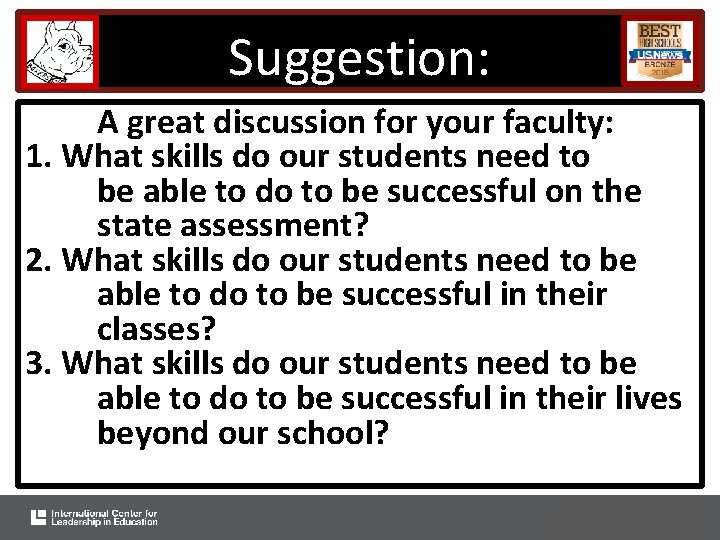 Suggestion: A great discussion for your faculty: 1. What skills do our students need