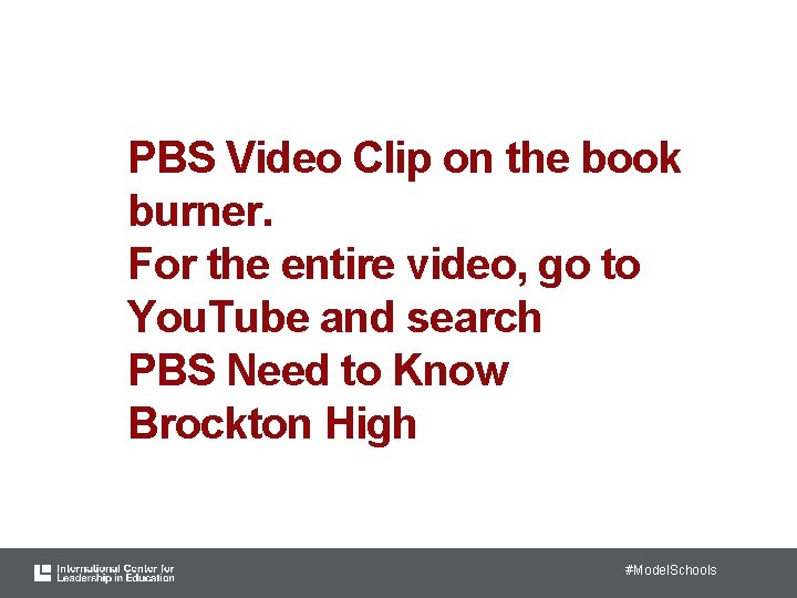 PBS Video Clip on the book burner. For the entire video, go to You.