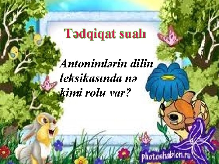 Tədqiqat sualı Antonimlərin dilin leksikasında nə kimi rolu var? 