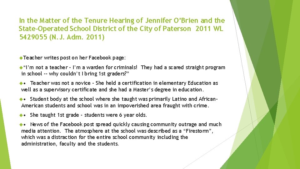 In the Matter of the Tenure Hearing of Jennifer O’Brien and the State-Operated School