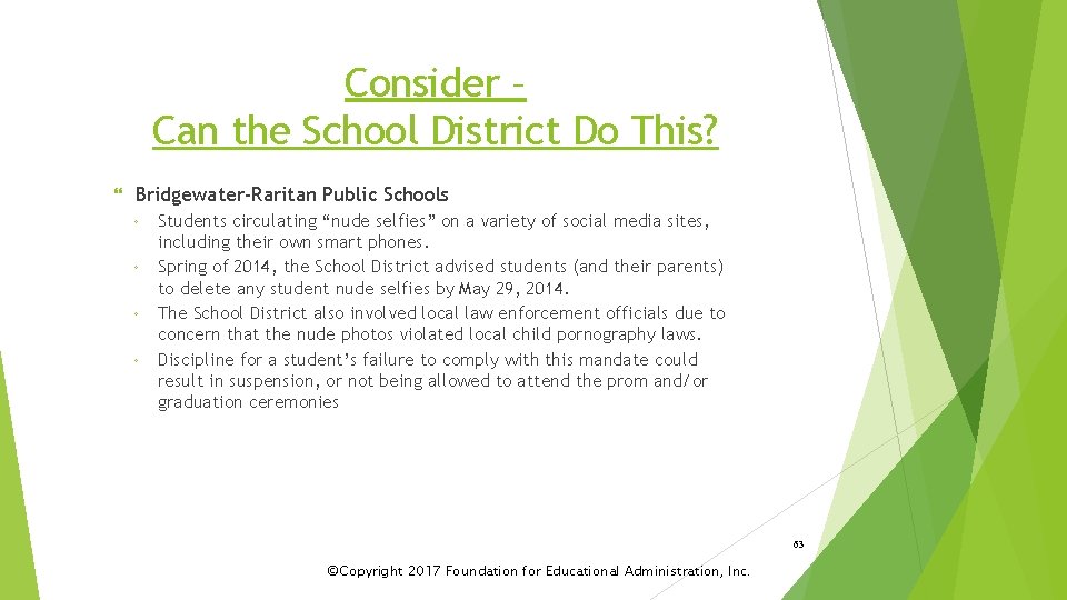 Consider – Can the School District Do This? Bridgewater-Raritan Public Schools ◦ ◦ Students