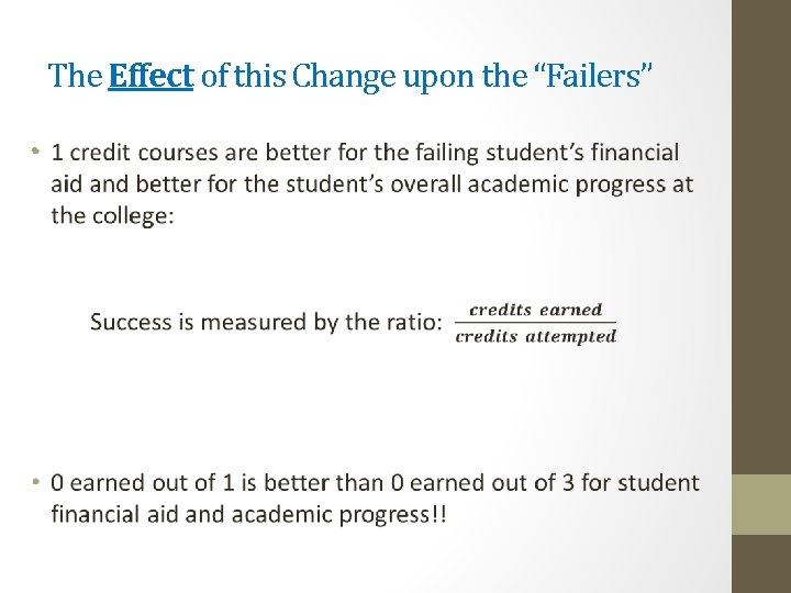The Effect of this Change upon the “Failers” • 