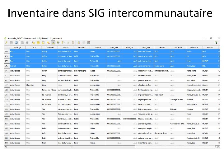 Inventaire dans SIG intercommunautaire 