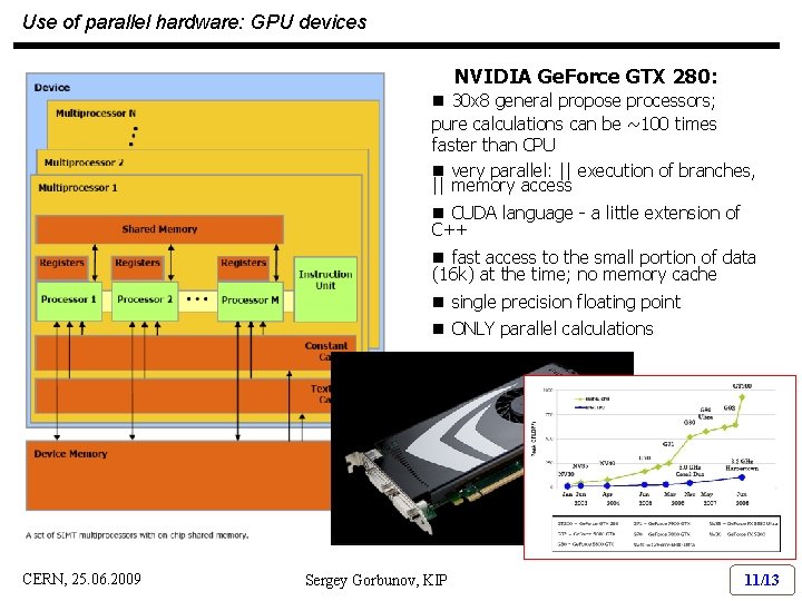 Use of parallel hardware: GPU devices NVIDIA Ge. Force GTX 280: n 30 x