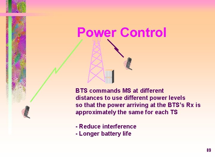Power Control BTS commands MS at different distances to use different power levels so