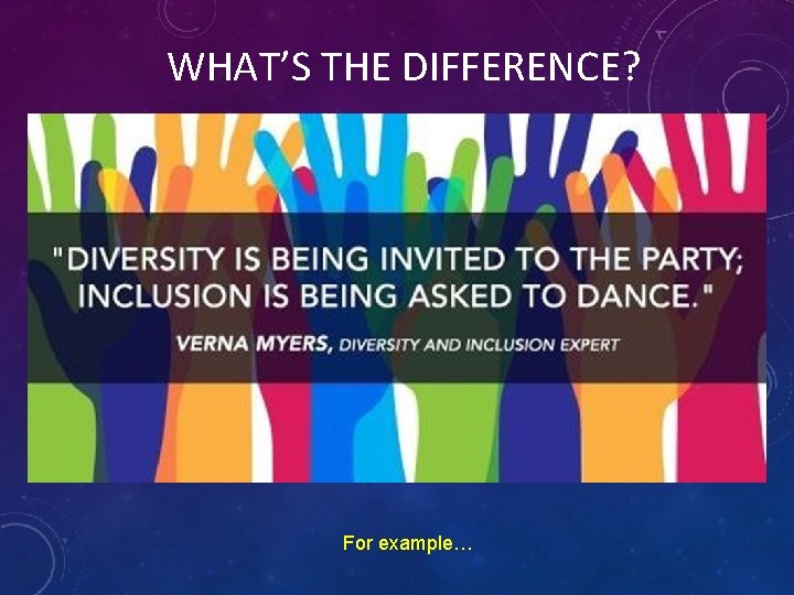 WHAT’S THE DIFFERENCE? For example… 