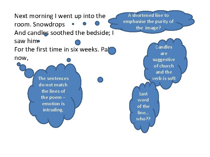 Next morning I went up into the room. Snowdrops And candles soothed the bedside;