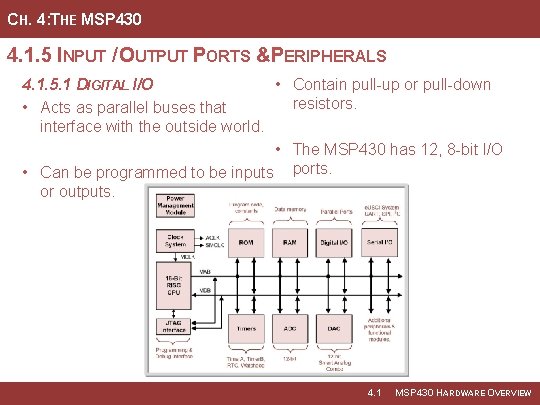 CH. 4: THE MSP 430 4. 1. 5 INPUT / OUTPUT PORTS &PERIPHERALS 4.