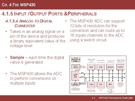 CH. 4: THE MSP 430 4. 1. 5 INPUT / OUTPUT PORTS &PERIPHERALS 4.