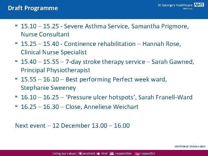Draft Programme 15. 10 – 15. 25 - Severe Asthma Service, Samantha Prigmore, Nurse