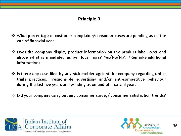 Principle 9 v What percentage of customer complaints/consumer cases are pending as on the