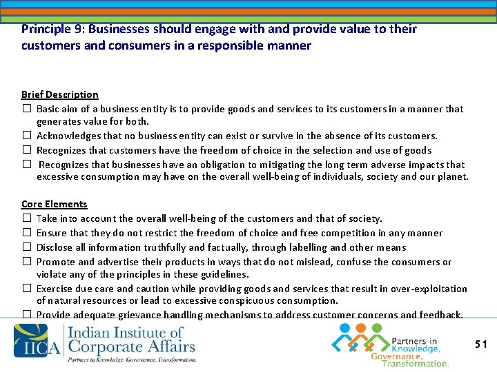 Principle 9: Businesses should engage with and provide value to their customers and consumers