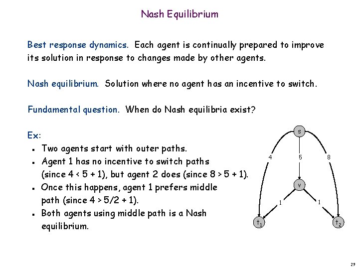 Nash Equilibrium Best response dynamics. Each agent is continually prepared to improve its solution