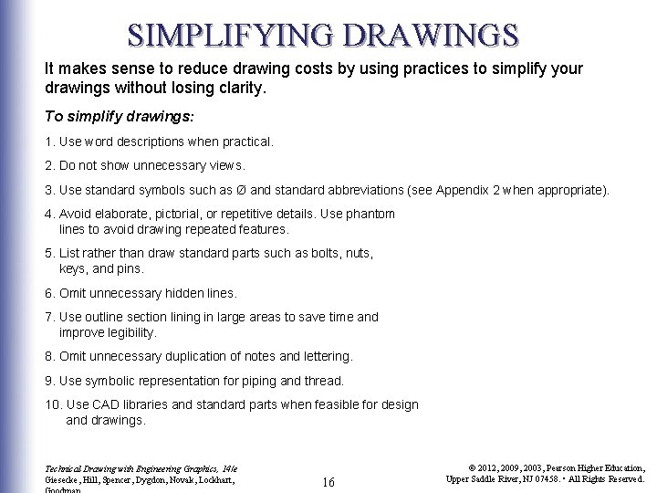 SIMPLIFYING DRAWINGS It makes sense to reduce drawing costs by using practices to simplify