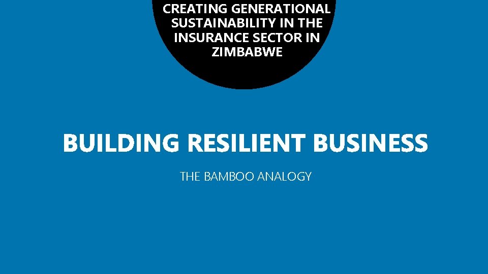 CREATING GENERATIONAL SUSTAINABILITY IN THE INSURANCE SECTOR IN ZIMBABWE THE BAMBOO ANALOGY 