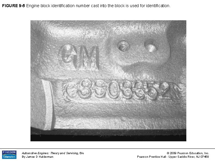 FIGURE 9 -5 Engine block identification number cast into the block is used for