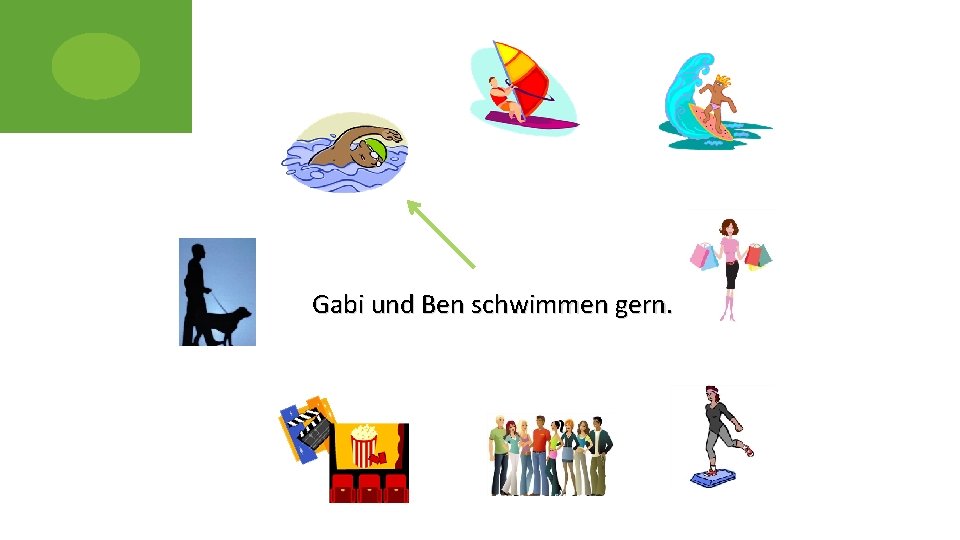 Gabi und Ben schwimmen gern. 