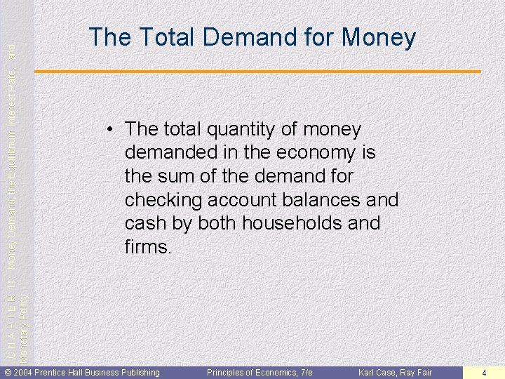 C H A P T E R 11: Money Demand, the Equilibrium Interest Rate,