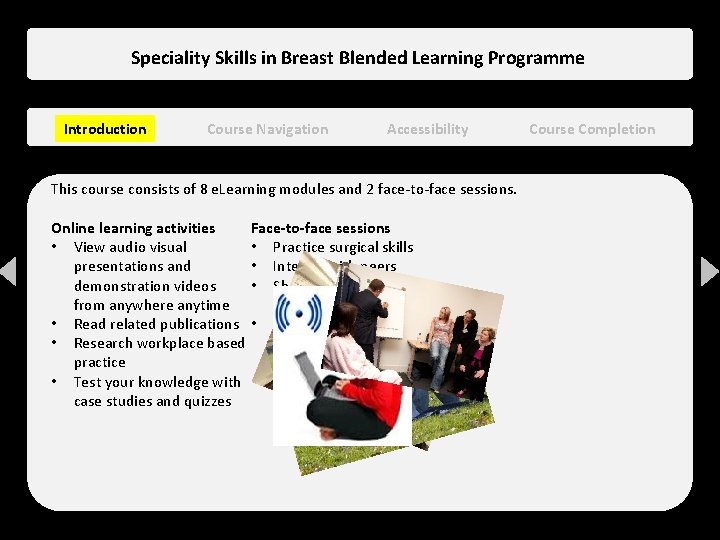 Speciality Skills in Breast Blended Learning Programme Introduction Course Navigation Accessibility This course consists