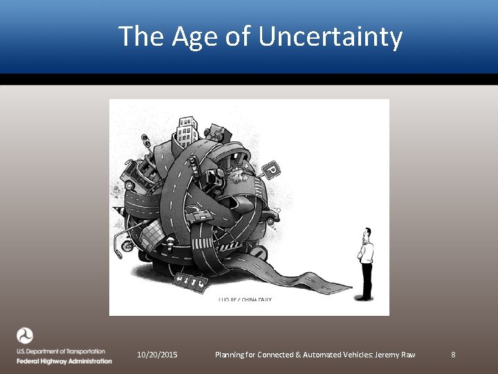 The Age of Uncertainty 10/20/2015 Planning for Connected & Automated Vehicles: Jeremy Raw 8