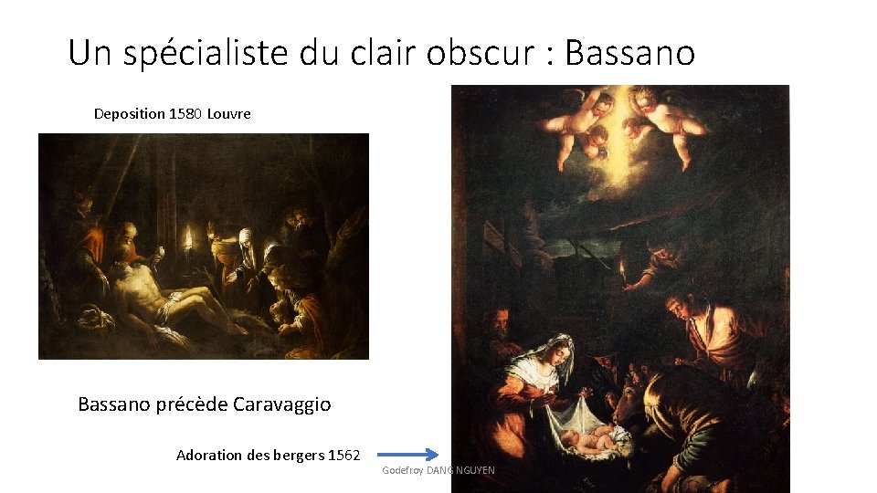 Un spécialiste du clair obscur : Bassano Deposition 1580 Louvre Bassano précède Caravaggio Adoration