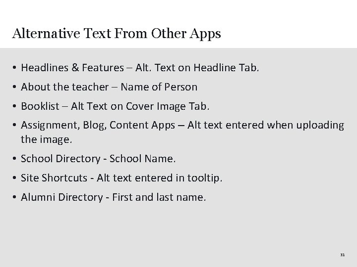 Alternative Text From Other Apps • Headlines & Features – Alt. Text on Headline