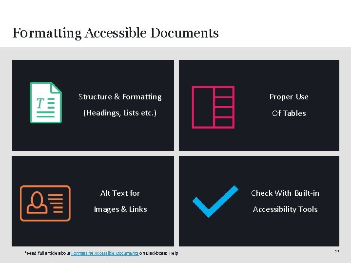 F 0 rmatting Accessible Documents Structure & Formatting Proper Use (Headings, Lists etc. )