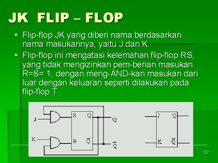 JK FLIP – FLOP § Flip flop JK yang diberi nama berdasarkan nama masukannya,