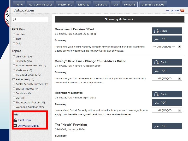 http: //www. socialsecurity. gov/pubs/ 