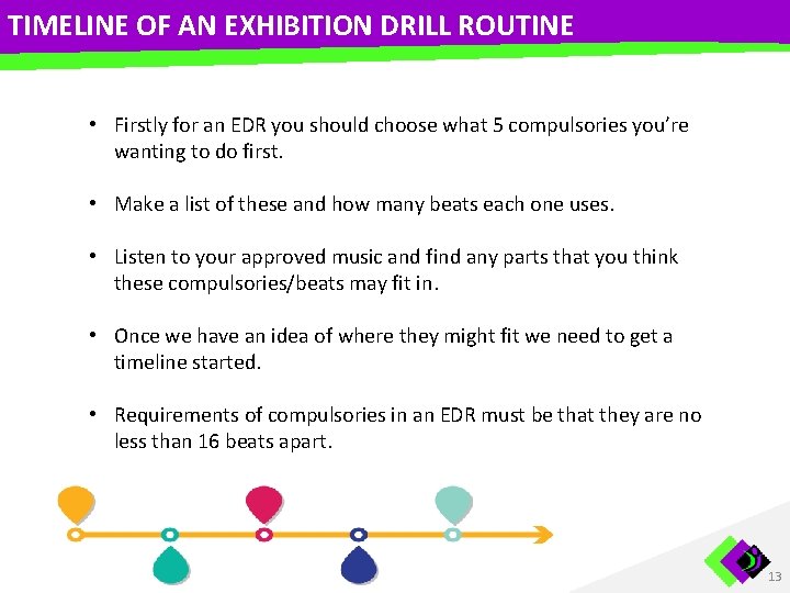 TIMELINE OF AN EXHIBITION DRILL ROUTINE • Firstly for an EDR you should choose