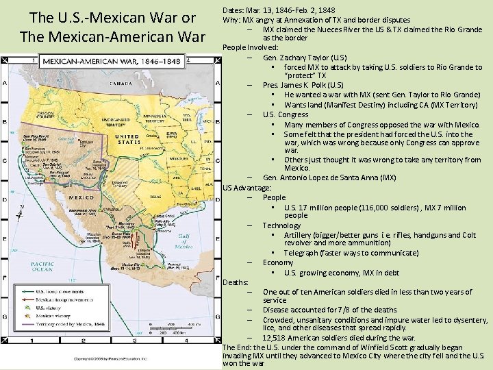 The U. S. -Mexican War or The Mexican-American War Dates: Mar. 13, 1846 -Feb.
