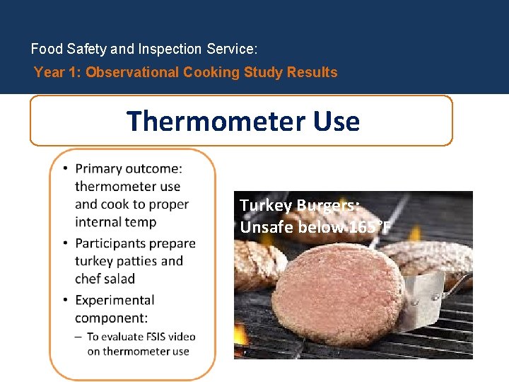 Food Safety and Inspection Service: Year 1: Observational Cooking Study Results Thermometer Use Turkey