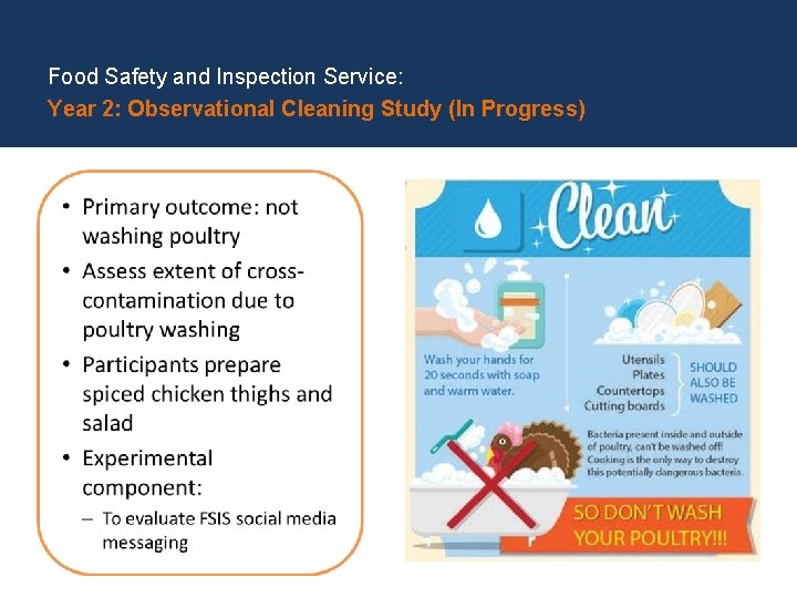 Food Safety and Inspection Service: Year 2: Observational Cleaning Study (In Progress) 