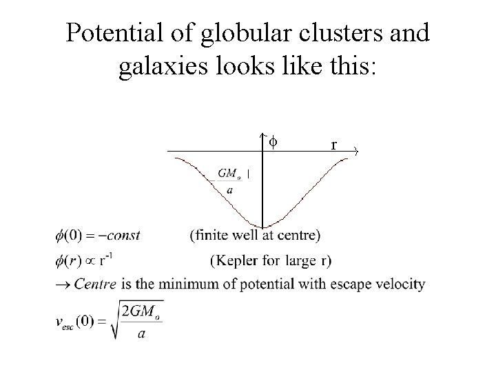 Potential of globular clusters and galaxies looks like this: r 