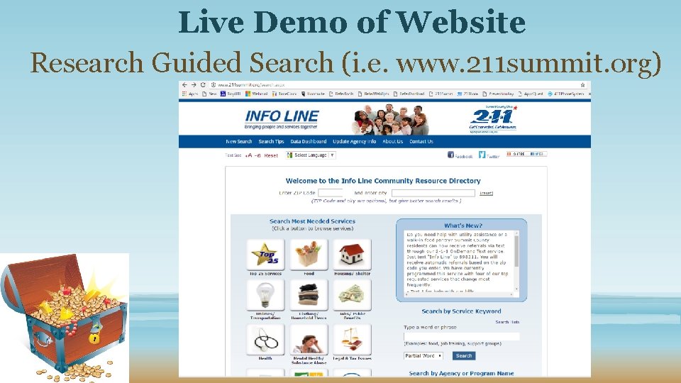 Live Demo of Website Research Guided Search (i. e. www. 211 summit. org) 