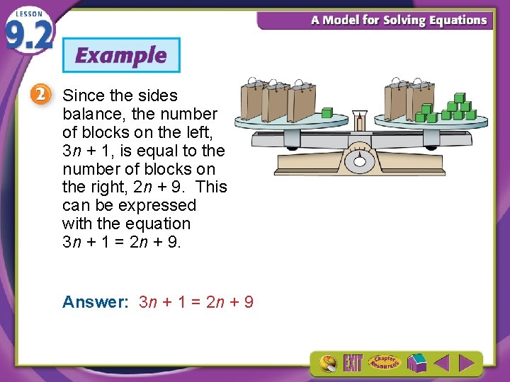 Since the sides balance, the number of blocks on the left, 3 n +