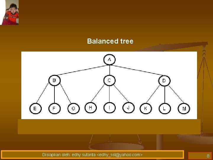 Balanced tree Disiapkan oleh: edhy sutanta <edhy_sst@yahoo. com> 8 