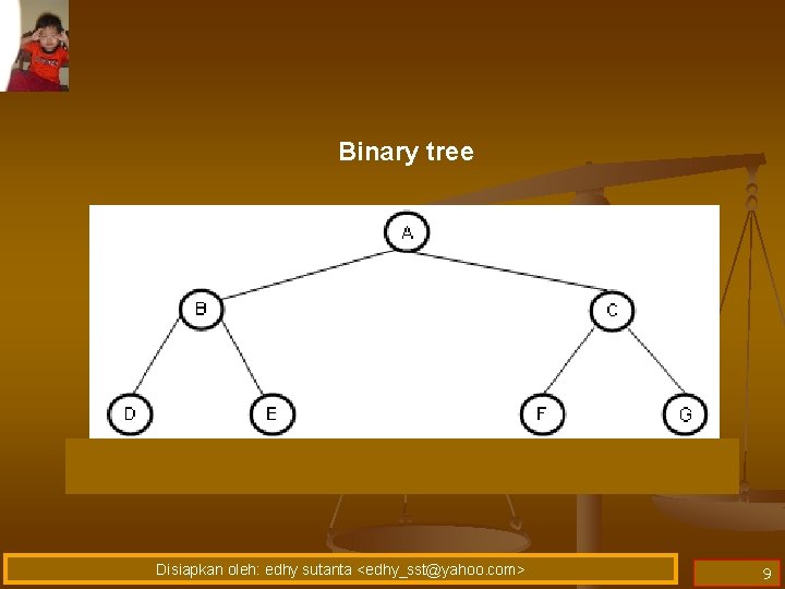 Binary tree Disiapkan oleh: edhy sutanta <edhy_sst@yahoo. com> 9 