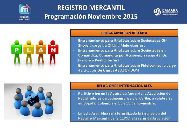 REGISTRO MERCANTIL Programación Noviembre 2015 PROGRAMACION INTERNA - Entrenamiento para Analistas sobre Sociedades Off