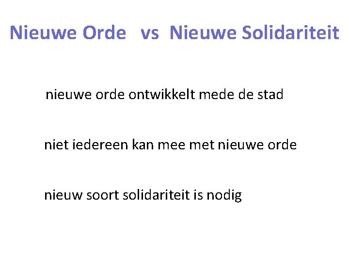 Nieuwe Orde vs Nieuwe Solidariteit nieuwe orde ontwikkelt mede de stad niet iedereen kan