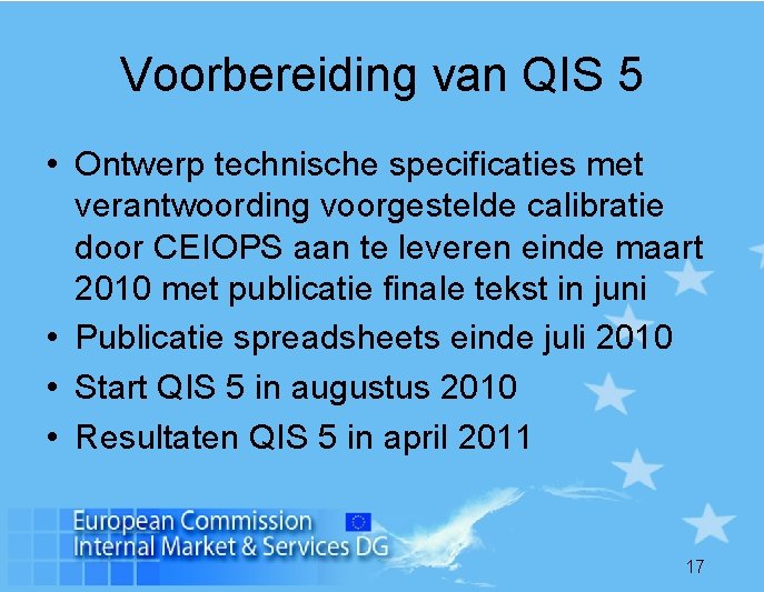 Voorbereiding van QIS 5 • Ontwerp technische specificaties met verantwoording voorgestelde calibratie door CEIOPS