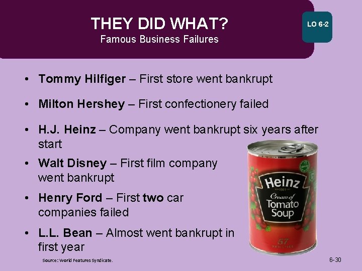 THEY DID WHAT? LO 6 -2 Famous Business Failures • Tommy Hilfiger – First