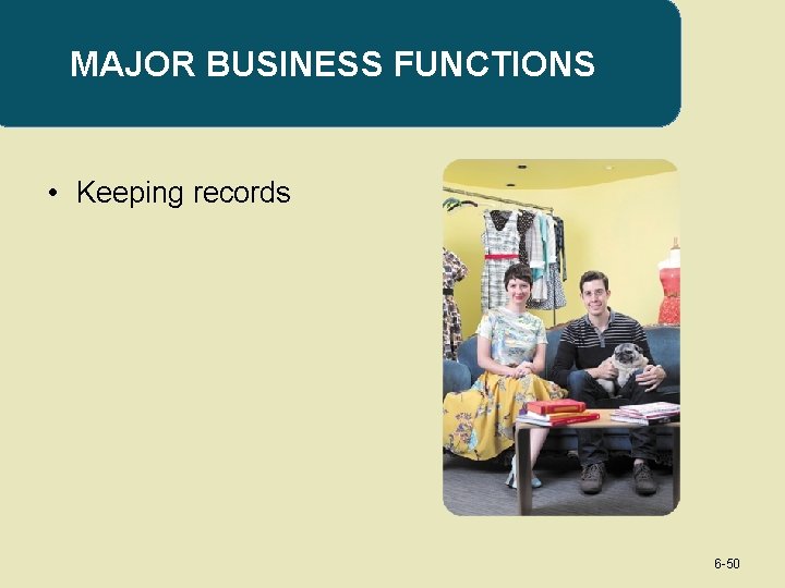 MAJOR BUSINESS FUNCTIONS • Keeping records 6 -50 