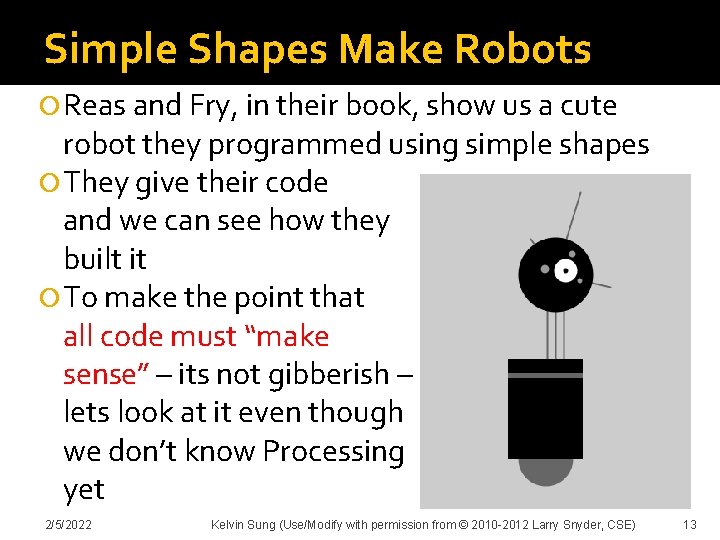 Simple Shapes Make Robots Reas and Fry, in their book, show us a cute