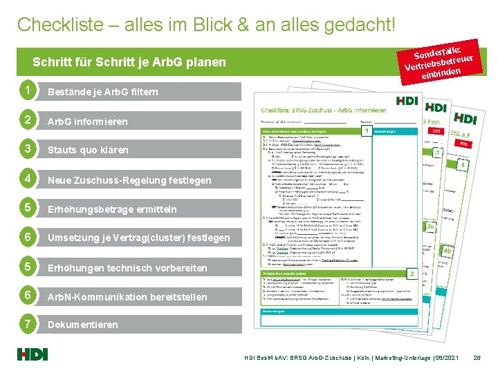 Checkliste – alles im Blick & an alles gedacht! Schritt für Schritt je Arb.