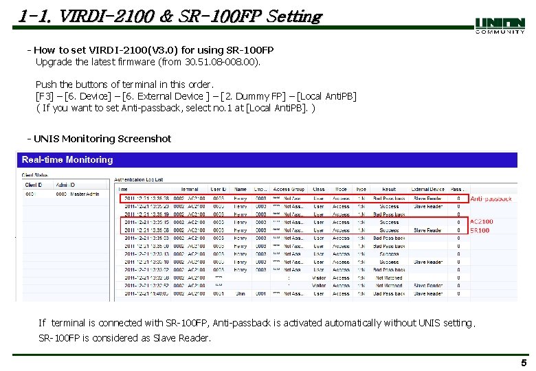 1 -1. VIRDI-2100 & SR-100 FP Setting - How to set VIRDI-2100(V 3. 0)