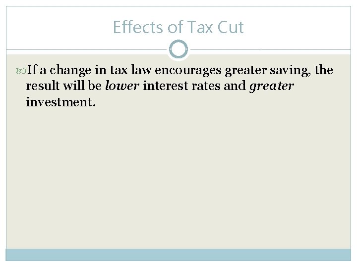 Effects of Tax Cut If a change in tax law encourages greater saving, the