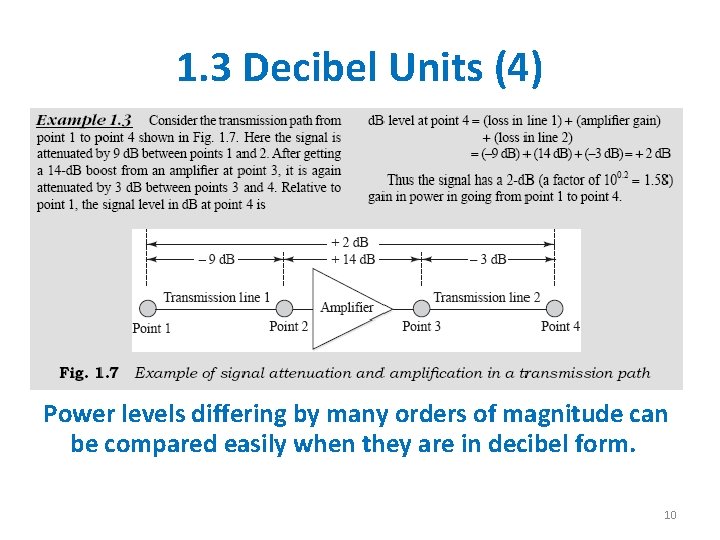 1. 3 Decibel Units (4) Power levels differing by many orders of magnitude can