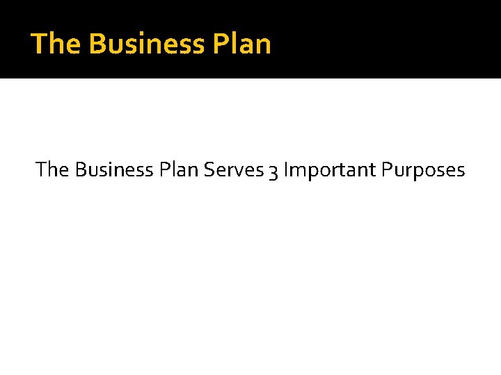 The Business Plan Serves 3 Important Purposes 