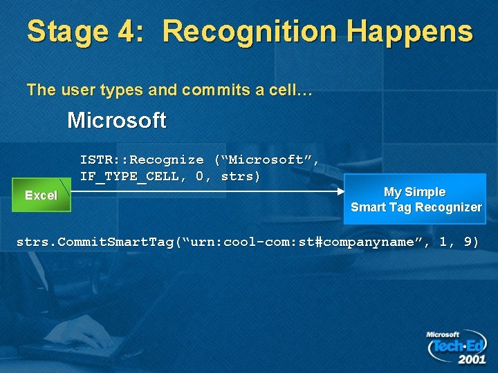 Stage 4: Recognition Happens The user types and commits a cell… Microsoft ISTR: :
